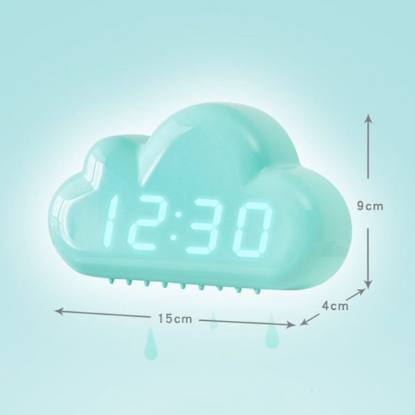 1966 Cute Cloud Shape Voice-activated LED Bedside Alarm Clock (White) - Image 3