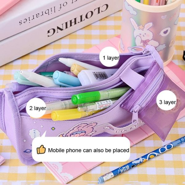 Cartoon Pencil Bag Large-capacity Primary School Stationery Bag With Handle, Color: Astronaut - Image 5
