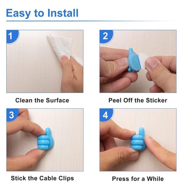 10 PCS Non-punching And Non-marking Adhesive Thumb Hook Cable Organizer (Pink) - Image 4