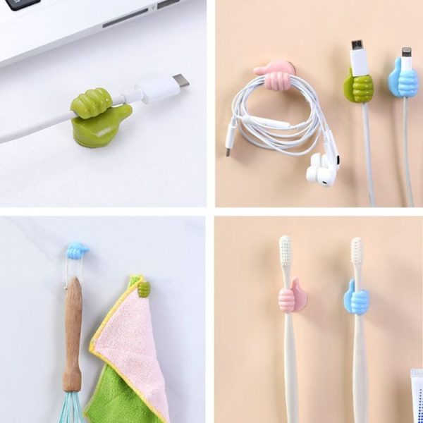 10 PCS Non-punching And Non-marking Adhesive Thumb Hook Cable Organizer (Pink) - Image 6