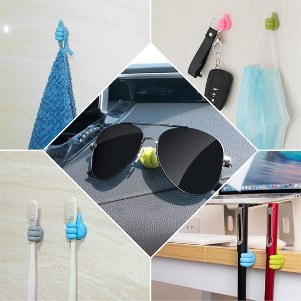 10 PCS Non-punching And Non-marking Adhesive Thumb Hook Cable Organizer (Pink) - Image 7