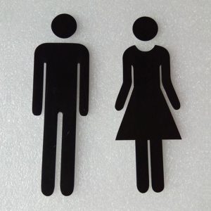 2 PCS 20cm 3D DIY Man & Woman Toilet Sticker WC Door Sign Decals Toilet Signs (Black)