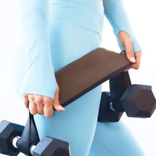 Hip Thrust Belt Glute Bridge Pad Dumbbells Butt Workout (Leather Black) - Image 5