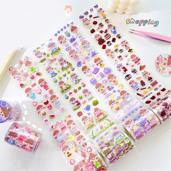 2 Sets Hand Account Tape Roll Cute Laser Girl Heart Decoration Sticker, Size: 6cm x 3m (Purple) - Image 2
