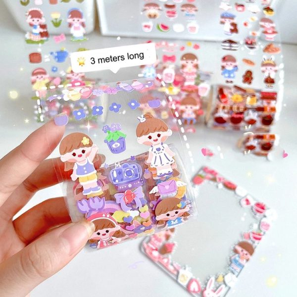 2 Sets Hand Account Tape Roll Cute Laser Girl Heart Decoration Sticker, Size: 6cm x 3m (Purple) - Image 5