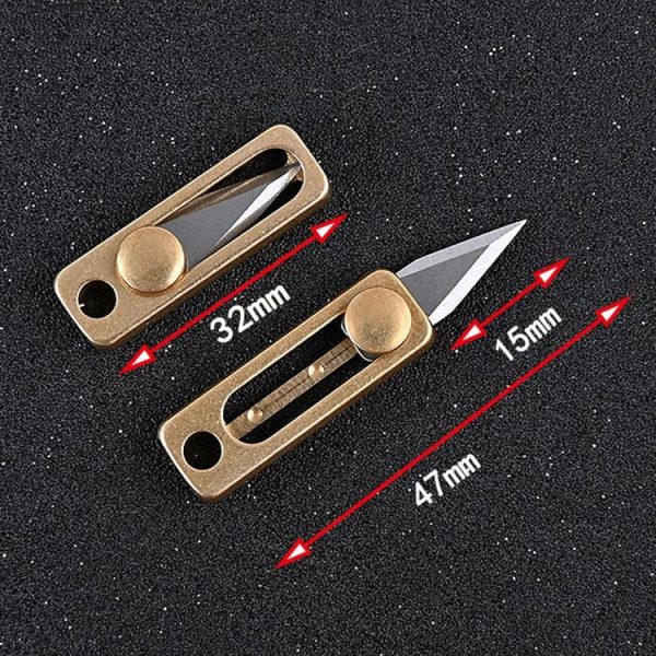 Brass Mini Knife Carry-on EDC Keychain Pendant Push-pull Unpacking Knife - Image 4