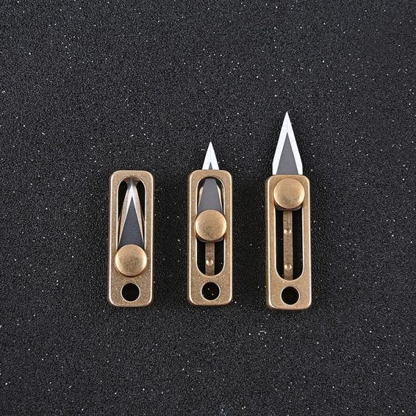 Brass Mini Knife Carry-on EDC Keychain Pendant Push-pull Unpacking Knife - Image 5