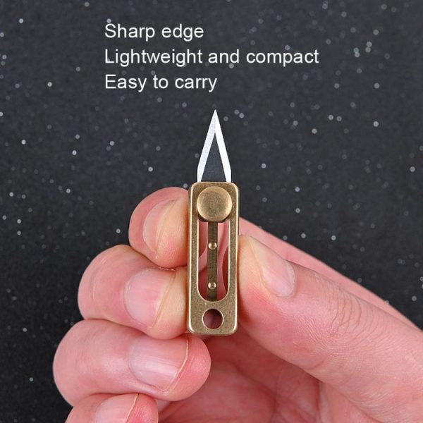 Brass Mini Knife Carry-on EDC Keychain Pendant Push-pull Unpacking Knife - Image 6