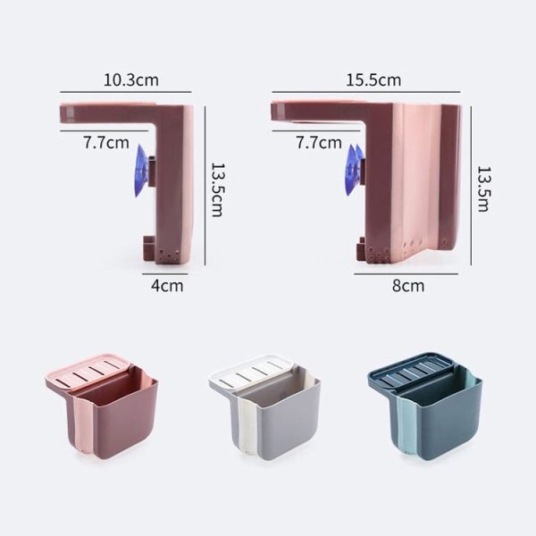 Kitchen Sink Telescopic Drain Basket Sucker Hanging Trash Can (Pink) - Image 2