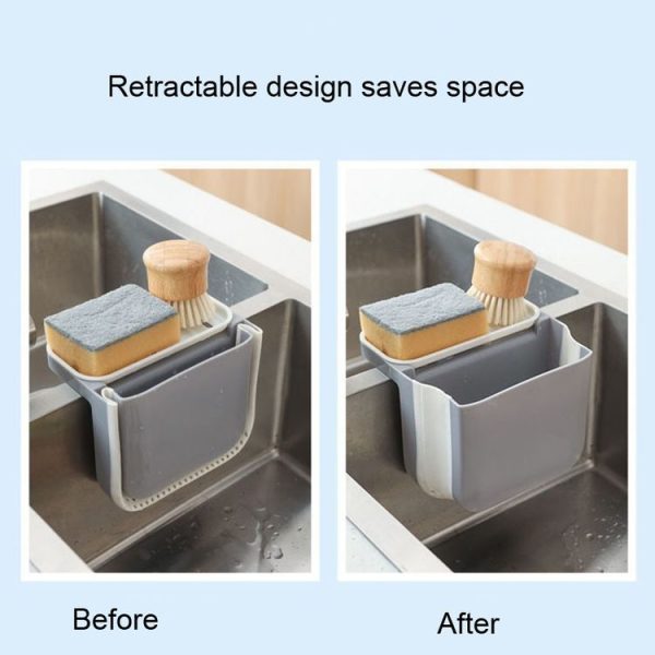 Kitchen Sink Telescopic Drain Basket Sucker Hanging Trash Can (Pink) - Image 3
