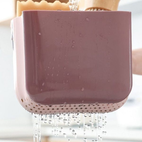 Kitchen Sink Telescopic Drain Basket Sucker Hanging Trash Can (Pink) - Image 4