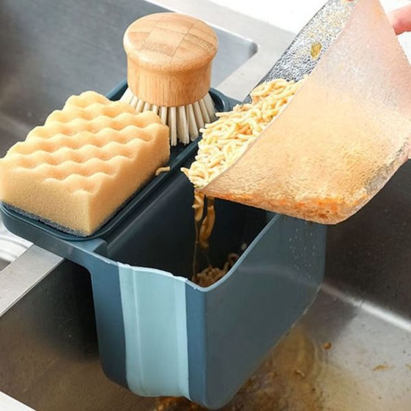 Kitchen Sink Telescopic Drain Basket Sucker Hanging Trash Can (Pink) - Image 6