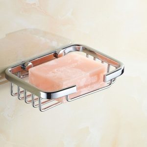 Stainless Steel Wall-Mounted Bathroom Soap Storage Rack (Square)