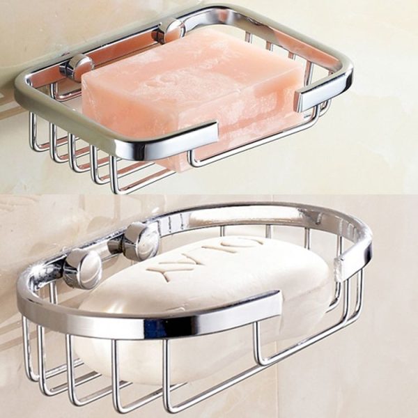 Stainless Steel Wall-Mounted Bathroom Soap Storage Rack (Square) - Image 2