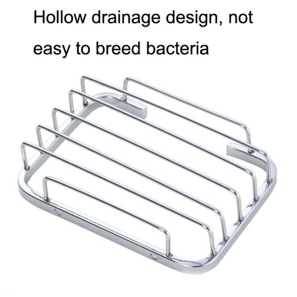 Stainless Steel Wall-Mounted Bathroom Soap Storage Rack (Square) - Image 4