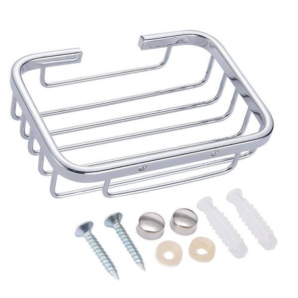 Stainless Steel Wall-Mounted Bathroom Soap Storage Rack (Square) - Image 6