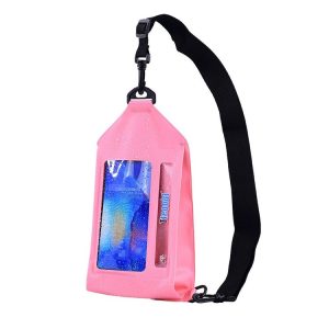 Tteoobl Swimming Waterproof Crossbody Phone Bag Touch Screen Chest Bag, Style: Paste Model (Pink)