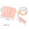 PU Tassel Silicone Bead Bracelet Wallet With Keychain, Color: Yellow Leopard Print - Image 3