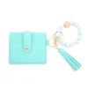 PU Tassel Silicone Bead Bracelet Wallet With Keychain, Color: 5 Mint Green
