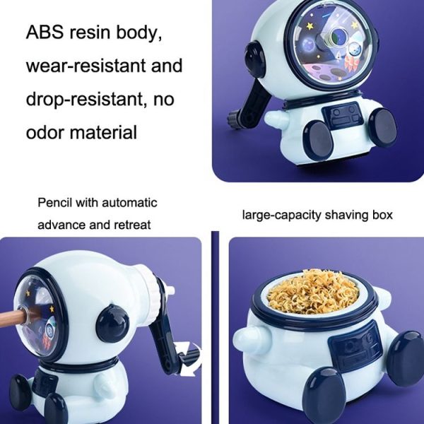 Cartoon Hand-cranked Automatic Pencil Sharpener, Style: Little Dinosaur (Dark Blue) - Image 3