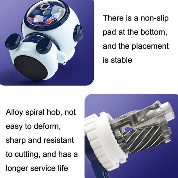 Cartoon Hand-cranked Automatic Pencil Sharpener, Style: Little Dinosaur (Dark Blue) - Image 6