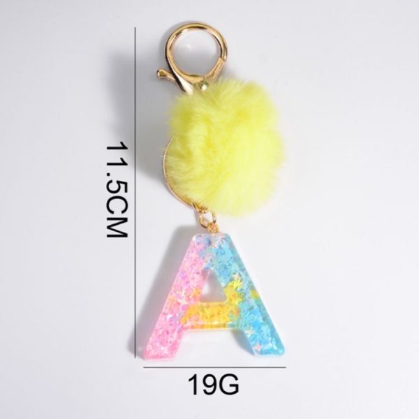 2 PCS Crystal Epoxy Rainbow Color Keychain Hair Ball Ladies Bag Pendant (L) - Image 3