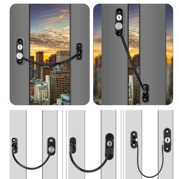 Children High-rise Anti-fall Safety Lock Window Push Limiter, Color: White - Image 5