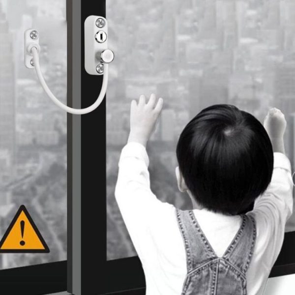 Children High-rise Anti-fall Safety Lock Window Push Limiter, Color: White - Image 6