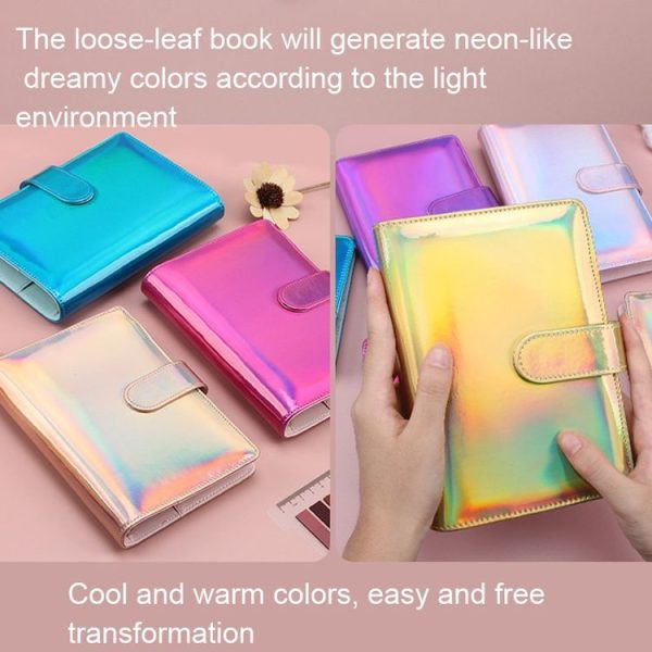 Laser Macaron Loose-leaf Notebook A6 Notepad Shell Without Inner Pages (Sky Blue) - Image 5