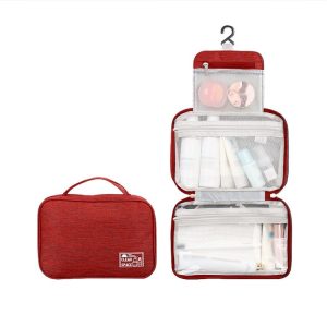 RH261 Foldable Travel Dry and Wet Separation Washing Bag (Wine Red)