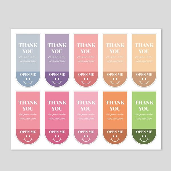 5 Bags 10 Sheets / Bag Cute Emoji Rectangle Sticker Gift Box Sealing Sticker - Image 2