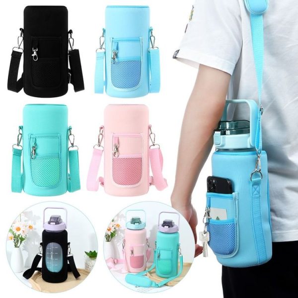 2L Diving Material Water Bottle Cover Case with Strap (Black Glue Buckle) - Image 2