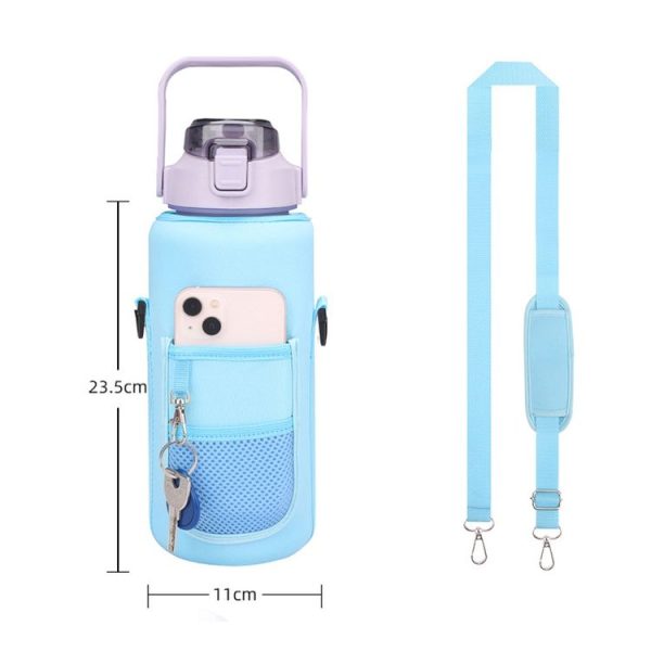 2L Diving Material Water Bottle Cover Case with Strap (Black Glue Buckle) - Image 4