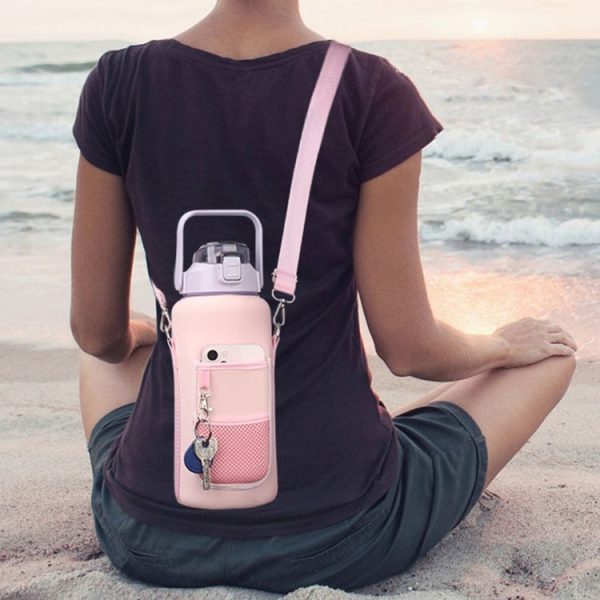 2L Diving Material Water Bottle Cover Case with Strap (Black Glue Buckle) - Image 5