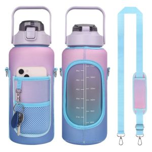 2L Gradient Color Water Bottle Cover Case Sleeve with Strap (Gradient Purple)