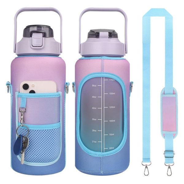 2L Gradient Color Water Bottle Cover Case Sleeve with Strap (Gradient Purple)