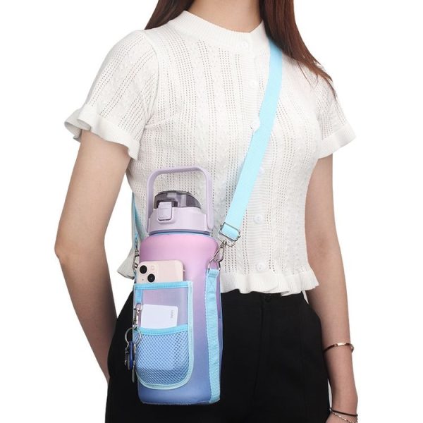 2L Gradient Color Water Bottle Cover Case Sleeve with Strap (Gradient Purple) - Image 2