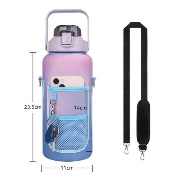 2L Gradient Color Water Bottle Cover Case Sleeve with Strap (Gradient Purple) - Image 3