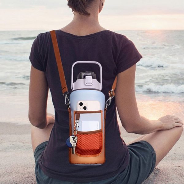 2L Gradient Color Water Bottle Cover Case Sleeve with Strap (Gradient Purple) - Image 5