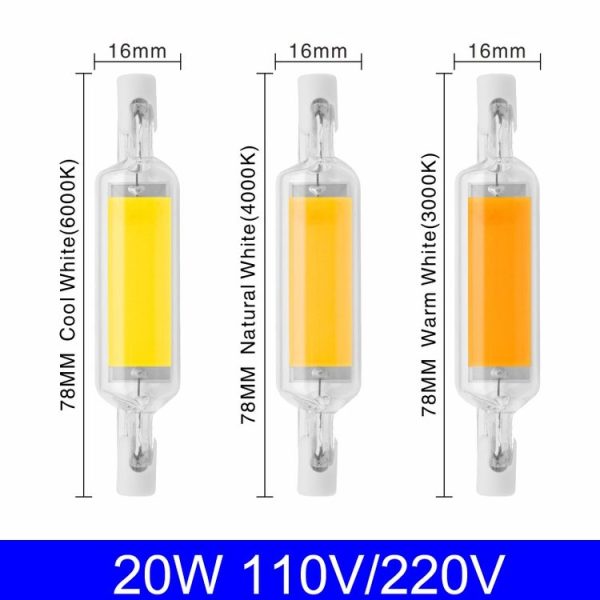 78MM 10W R7S LED COB Dimmer Glass Lamp Double-end Horizontal Plug-in Light (110V Natural White Light) - Image 2