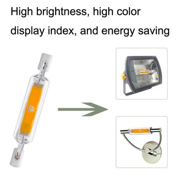 118mm 20W R7S LED COB Dimmer Glass Lamp Double-end Horizontal Plug-in Light (220V Warm White Light) - Image 6