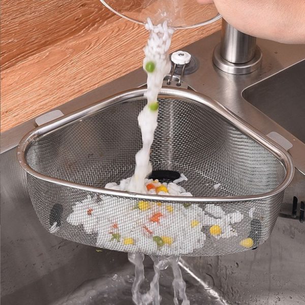 Kitchen Multifunctional Stainless Steel Triangle Sink Drain Basket, Style: Standing - Image 6