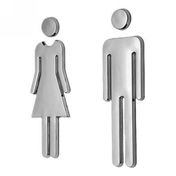 2 PCS 12cm Toilet / Bathroom / Restroom / WC Door Wall Sign Signage