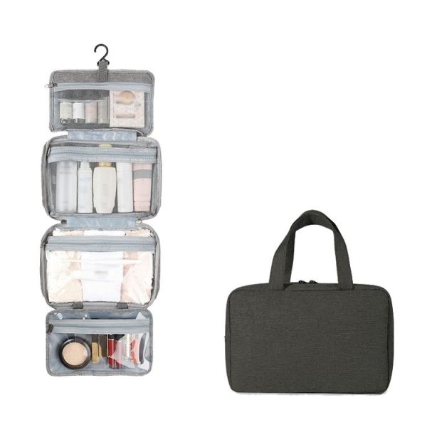 13552A Travel Waterproof Foldable Toiletry Bag Cosmetic Bag with Hook, Color: Black