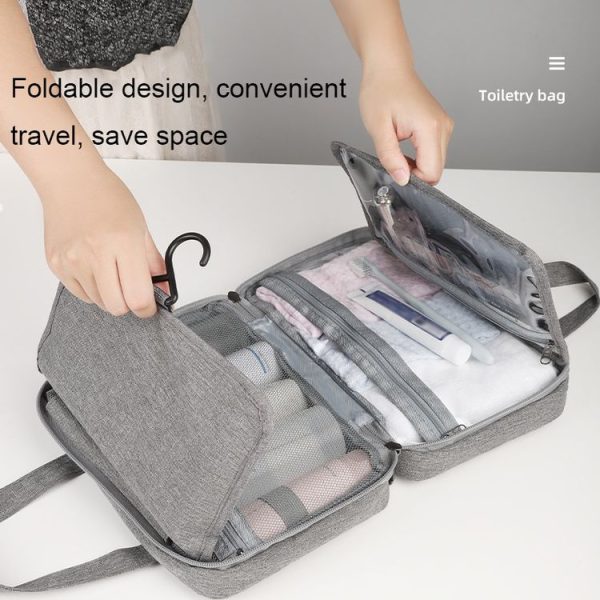 13552A Travel Waterproof Foldable Toiletry Bag Cosmetic Bag with Hook, Color: Black - Image 3