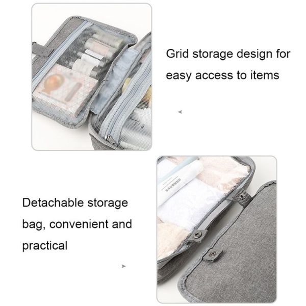 13552A Travel Waterproof Foldable Toiletry Bag Cosmetic Bag with Hook, Color: Navy Blue - Image 5