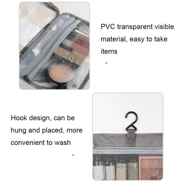 13552A Travel Waterproof Foldable Toiletry Bag Cosmetic Bag with Hook, Color: Navy Blue - Image 6