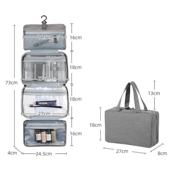 13552A Travel Waterproof Foldable Toiletry Bag Cosmetic Bag with Hook, Color: Navy Blue - Image 7