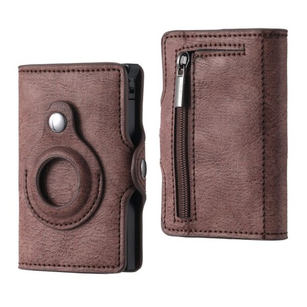 FY2108 Tracker Wallet Metal Card Holder for AirTag, Style: Retro (Coffee) - Image 2