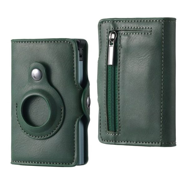 FY2108 Tracker Wallet Metal Card Holder for AirTag, Style: Crazy Horse (Green) - Image 2